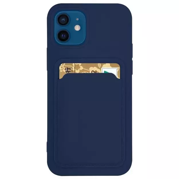 Card Case Silicone Wallet Case with Card Slot Documents for Samsung Galaxy A42 5G Navy Blue