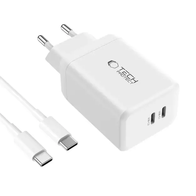 Tech-Protect NC45W-GAN 2-PORT PD45W Charger + TYPE-C CABLE - white 2