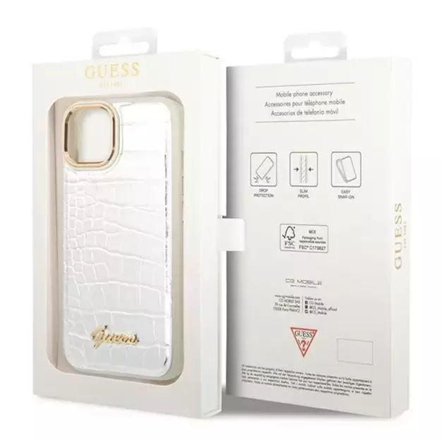 Guess GUHCP14SHGCRHS iPhone 14 6.1 &quot silver / silver hardcase Croco Collection 7