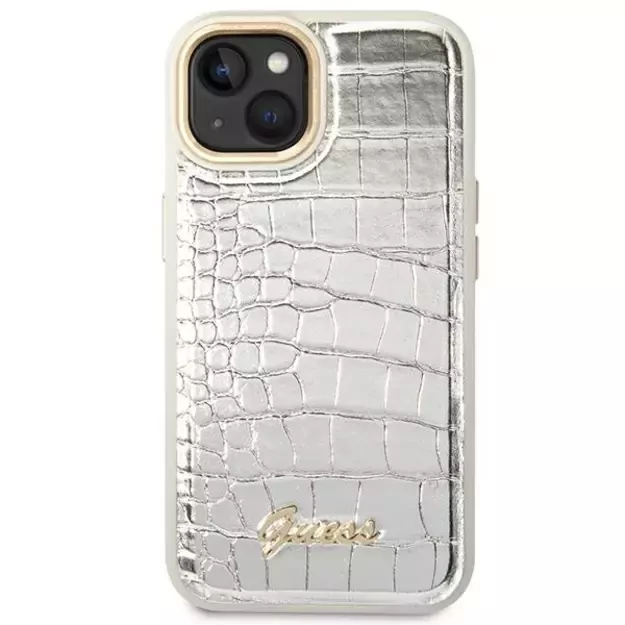 Guess GUHCP14SHGCRHS iPhone 14 6.1 &quot silver / silver hardcase Croco Collection 2