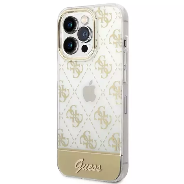 Guess GUHCP14XHG4MHG iPhone 14 Pro Max 6.7 &quot gold / gold hardcase 4G Pattern Script 1