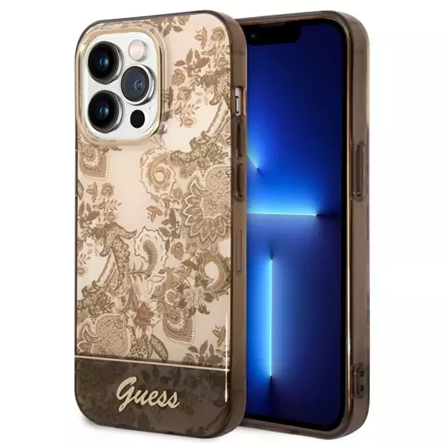 Guess GUHCP14XHGPLHC iPhone 14 Pro Max 6.7&quot  ocher hardcase Porcelain Collection