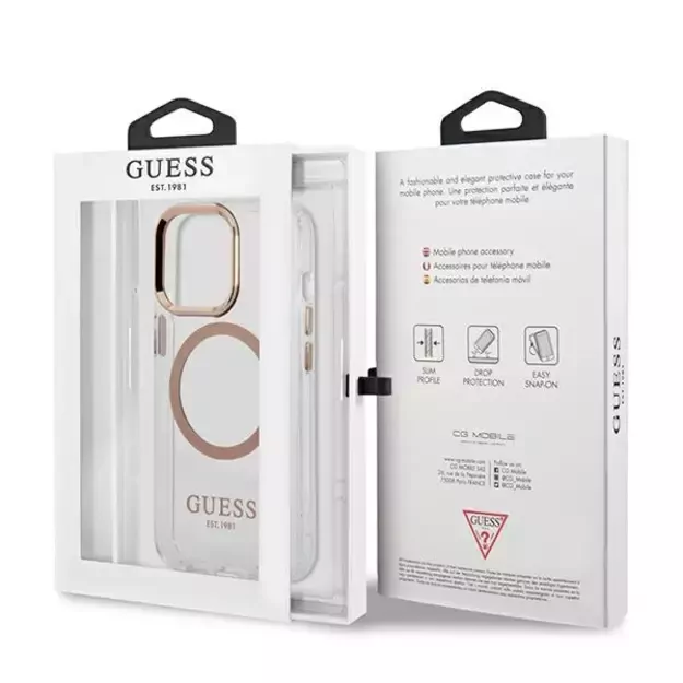 Guess GUHMP13XHTRMD iPhone 13 Pro Max 6.7 &quot gold / gold hard case Metal Outline Magsafe 3