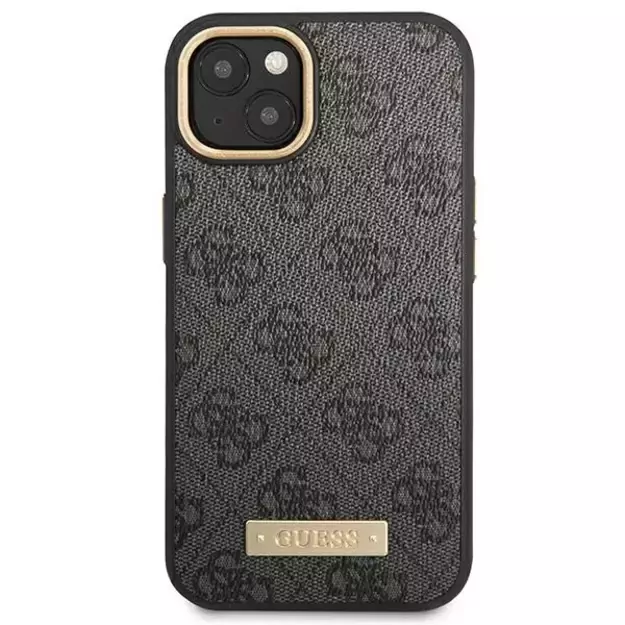 Guess GUHMP14MU4GPRK iPhone 14 Plus 6.7  black / black hard case 4G Logo Plate MagSafe 2