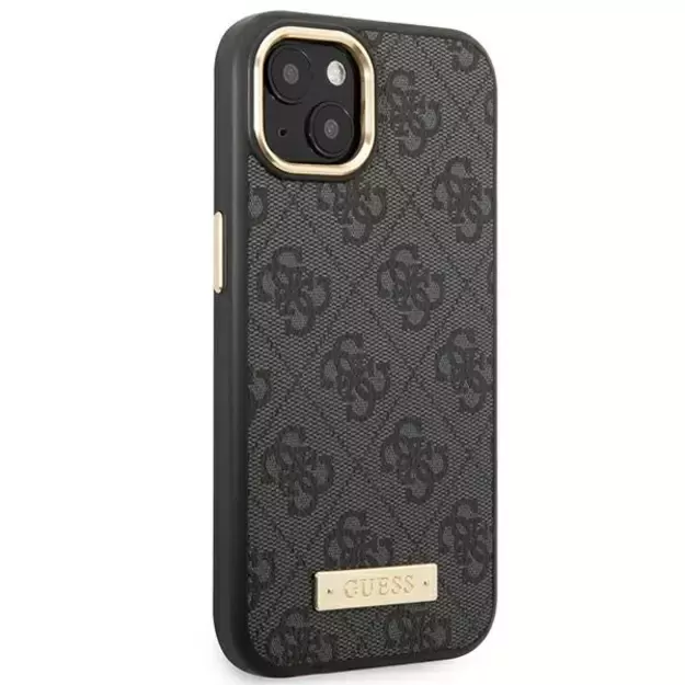 Guess GUHMP14MU4GPRK iPhone 14 Plus 6.7  black / black hard case 4G Logo Plate MagSafe 3