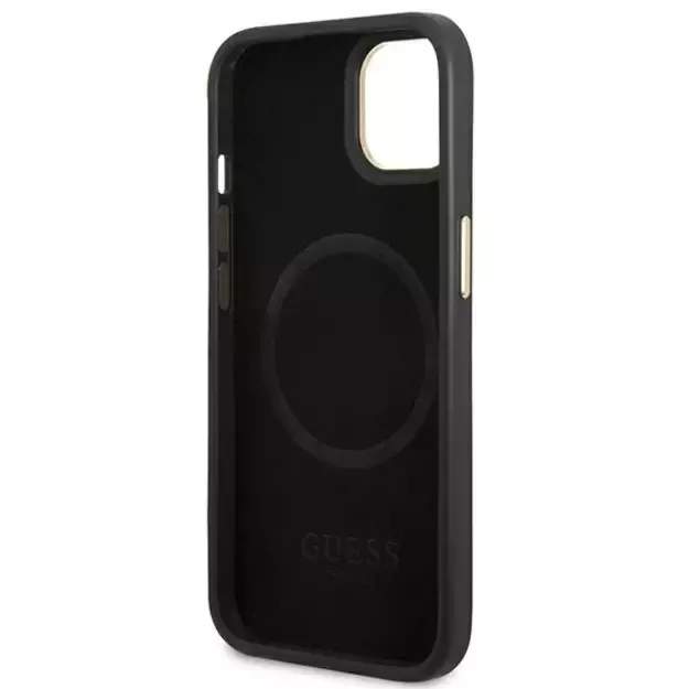 Guess GUHMP14MU4GPRK iPhone 14 Plus 6.7  black / black hard case 4G Logo Plate MagSafe 5