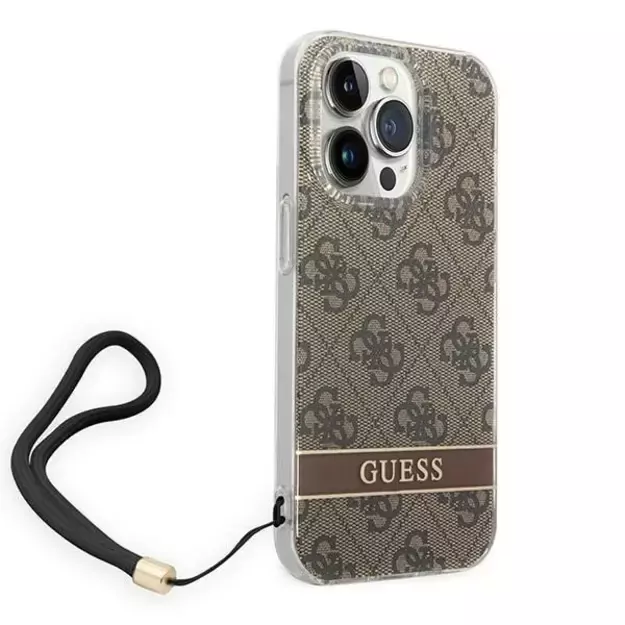 Guess GUOHCP14LH4STW iPhone 14 Pro 6.1 &quot brown / brown hardcase 4G Print Strap 2