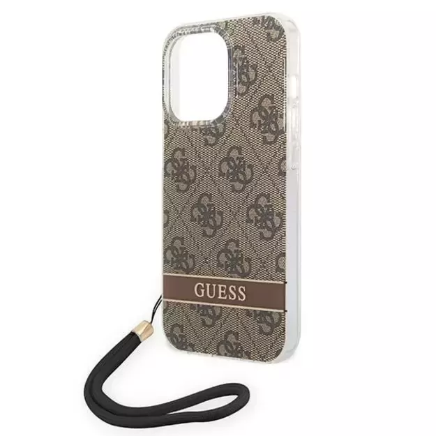 Guess GUOHCP14LH4STW iPhone 14 Pro 6.1 &quot brown / brown hardcase 4G Print Strap 4