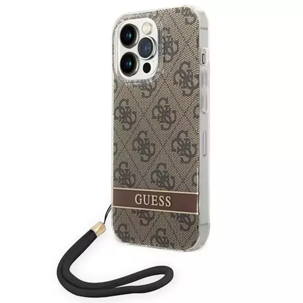 Guess GUOHCP14LH4STW iPhone 14 Pro 6.1 &quot brown / brown hardcase 4G Print Strap