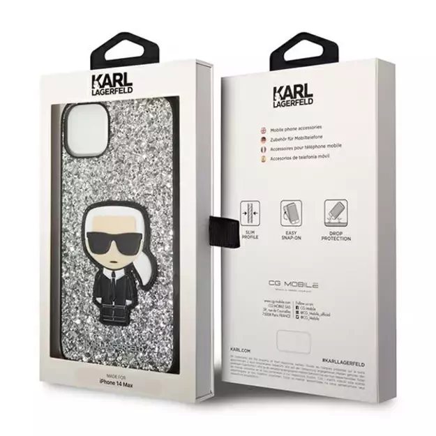 Karl Lagerfeld KLHCP14MGFKPG iPhone 14 Plus 6.7 &quot hardcase silver / silver Glitter Flakes Ikonik 14