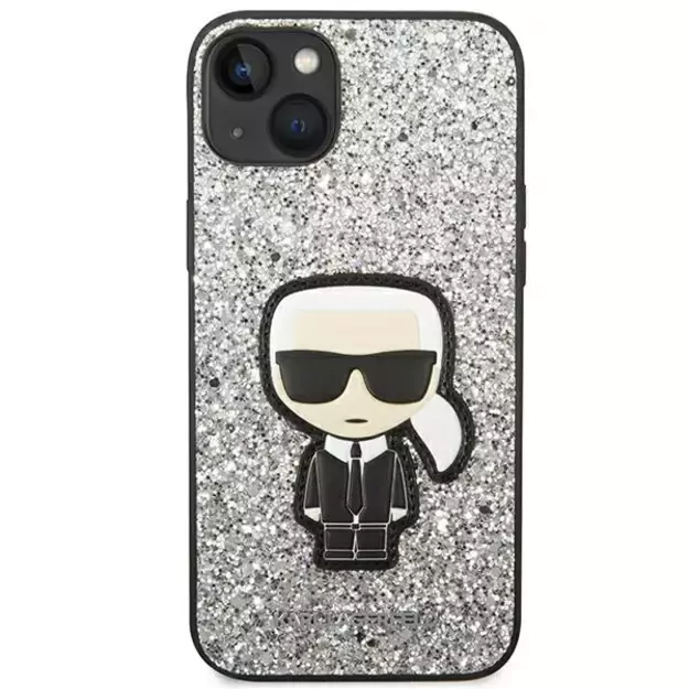 Karl Lagerfeld KLHCP14MGFKPG iPhone 14 Plus 6.7 &quot hardcase silver / silver Glitter Flakes Ikonik 9