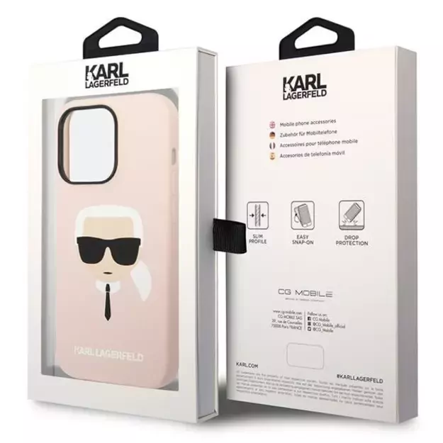 Karl Lagerfeld KLHMP14LSLKHLP iPhone 14 Pro 6.1 &quot hardcase light pink / light pink Silicone Karl`s Head Magsafe 14