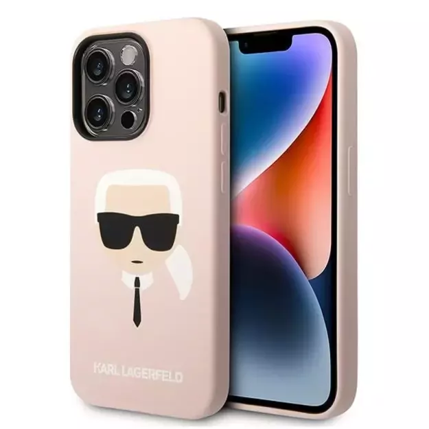 Karl Lagerfeld KLHMP14LSLKHLP iPhone 14 Pro 6.1 &quot hardcase light pink / light pink Silicone Karl`s Head Magsafe