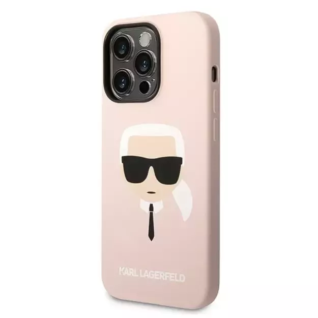 Karl Lagerfeld KLHMP14LSLKHLP iPhone 14 Pro 6.1 &quot hardcase light pink / light pink Silicone Karl`s Head Magsafe 8