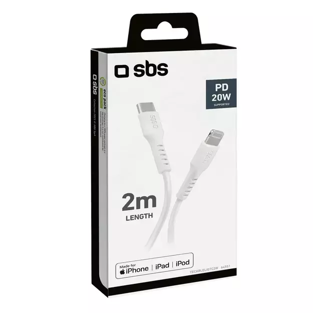 SBS TECABLELIGTC2W USB-C - Lightning Cable 2 m - White 3