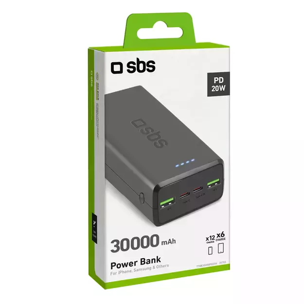 Powerbank SBS TTBB30000PD20K 30000 mAh 2 x USB-C 2 x USB-A - black 1