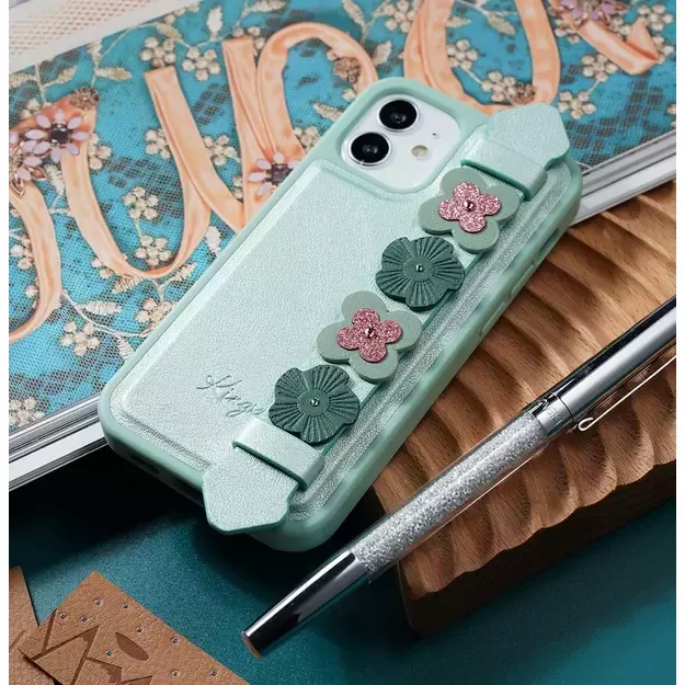 Kingxbar Sweet Series case decorated with original Swarovski crystals iPhone 12 mini green 16