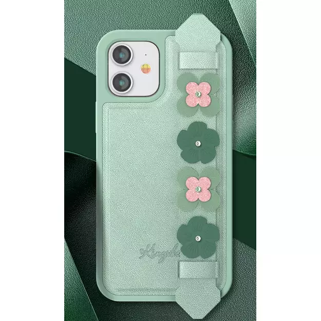Kingxbar Sweet Series case decorated with original Swarovski crystals iPhone 12 mini green 6