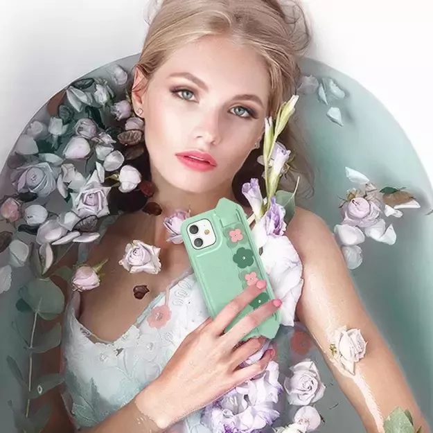 Kingxbar Sweet Series case decorated with original Swarovski crystals iPhone 12 mini green 2
