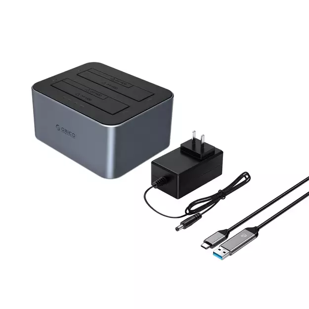 Orico 6626C3-C-V1 2-Drive Docking Station with Offline Clone Function 2.5&quot /3.5&quot  SATA HDD/SSD - Gray 1