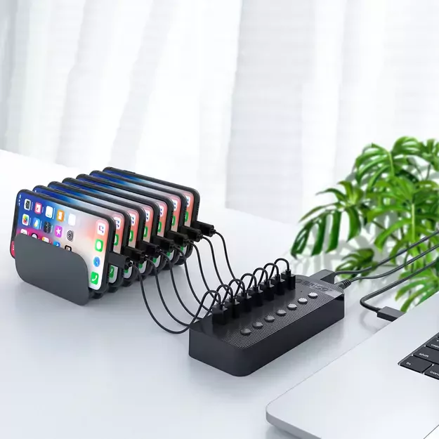 Orico CT2U3-16AB 16x USB-A 3.0 Hub with Switches - Black 3