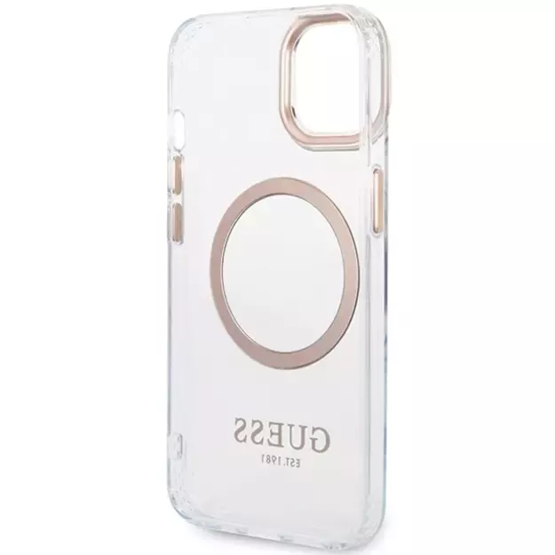 Guess Metal Outline MagSafe Case for iPhone 15 Plus / 14 Plus - Gold 6