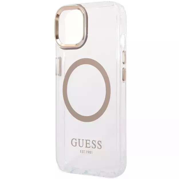 Guess Metal Outline MagSafe Case for iPhone 15 Plus / 14 Plus - Gold 5