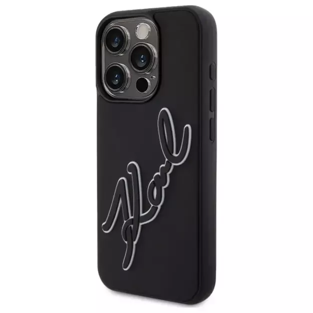 Karl Lagerfeld 3D Rubber Signature Case for iPhone 15 Pro Max - Black 1