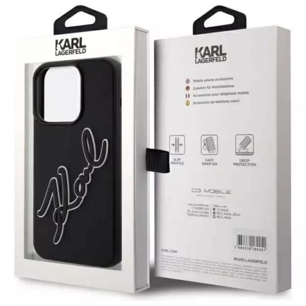 Karl Lagerfeld 3D Rubber Signature Case for iPhone 15 Pro Max - Black 7
