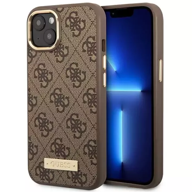 Guess GUHMP14MU4GPRW iPhone 14 Plus 6.7 &quot brown / brown hard case 4G Logo Plate MagSafe
