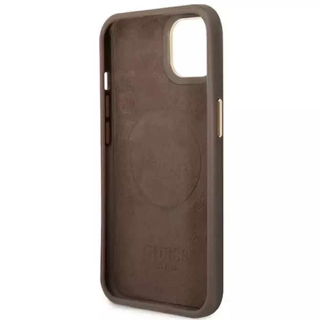 Guess GUHMP14MU4GPRW iPhone 14 Plus 6.7 &quot brown / brown hard case 4G Logo Plate MagSafe 12