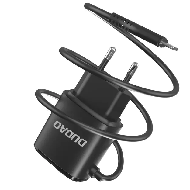 Dudao charger 2x USB with built-in 12W Lightning cable black (A2ProL black) 1