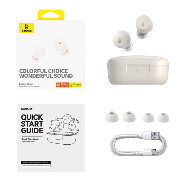 Baseus Bowie E18 Wireless TWS ENC IPX4 Earphones - White 5