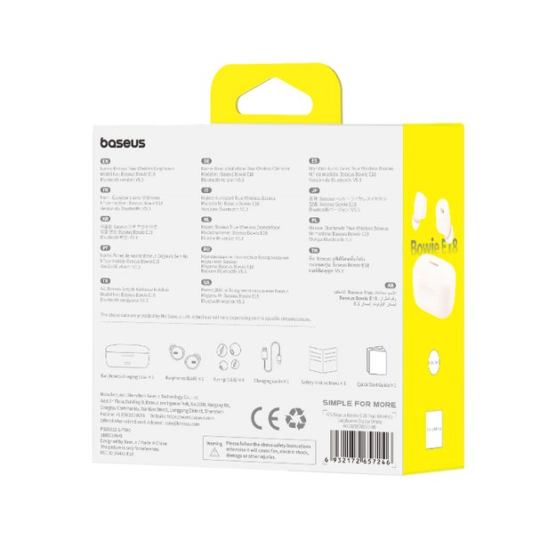 Baseus Bowie E18 Wireless TWS ENC IPX4 Earphones - White 7