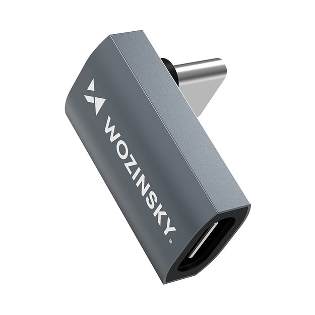 Przejści&oacute;wka kątowa Wozinsky WPKF-01 USB-C - USB-C 40Gb/s 240W 8K OTG - szara 2