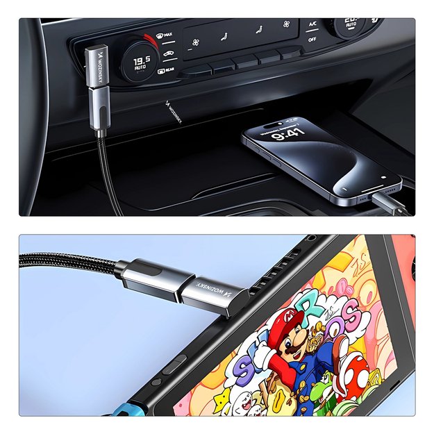 Przejści&oacute;wka kątowa Wozinsky WPKF-01 USB-C - USB-C 40Gb/s 240W 8K OTG - szara 7