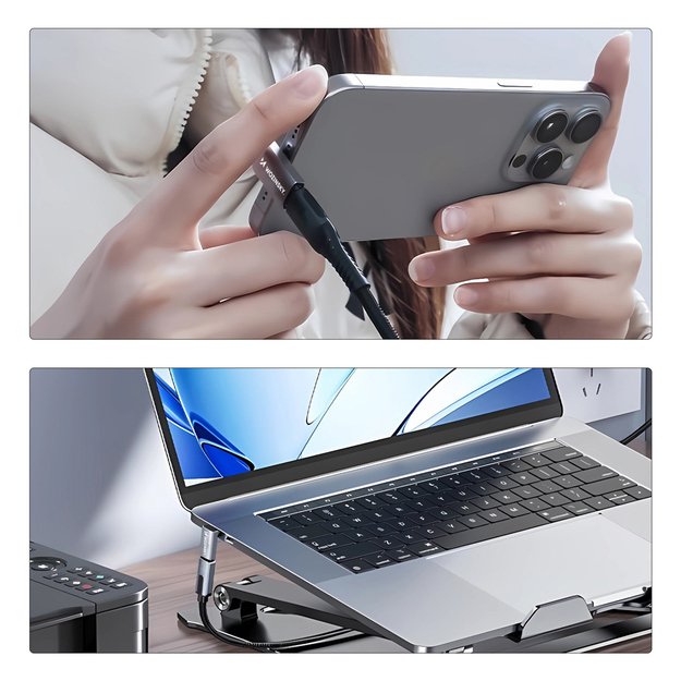 Przejści&oacute;wka kątowa Wozinsky WPKF-01 USB-C - USB-C 40Gb/s 240W 8K OTG - szara 6