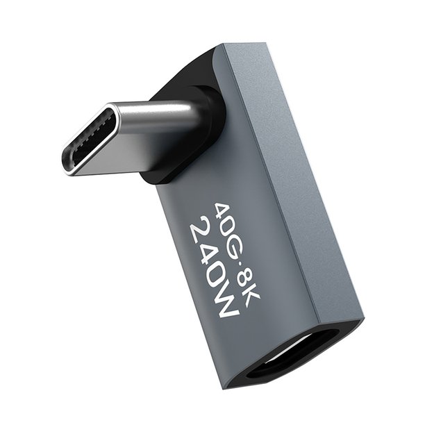 Przejści&oacute;wka kątowa Wozinsky WPKF-01 USB-C - USB-C 40Gb/s 240W 8K OTG - szara 1