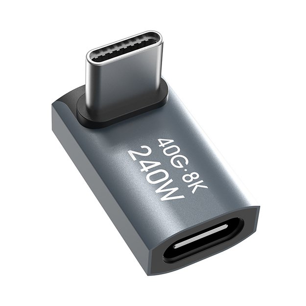 Przejści&oacute;wka kątowa Wozinsky WPKF-01 USB-C - USB-C 40Gb/s 240W 8K OTG - szara 3