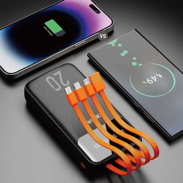 Dudao capacious powerbank with 3 built-in cables 20000mAh USB Type C + micro USB + Lightning black (Dudao K6Pro +) 4