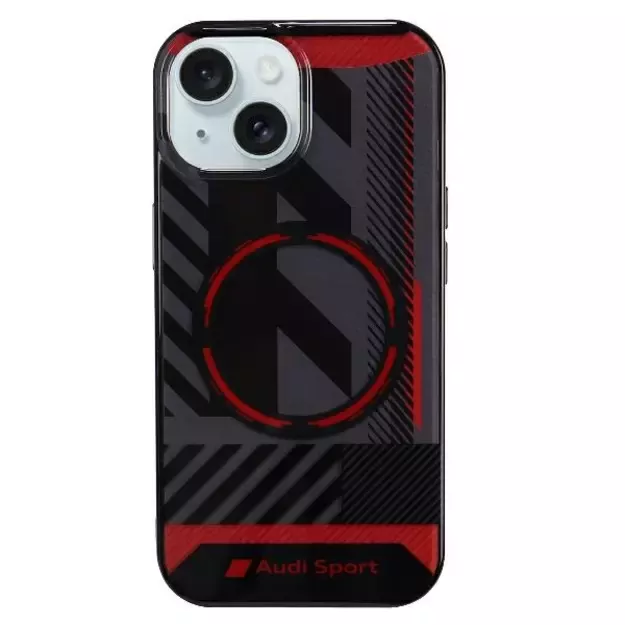Audi IML Sport MagSafe Case iPhone 15 / 14 Plus Plus 6.7&quot  black/black hardcase AU-IMLMIP15M-RSQ/D2-BK