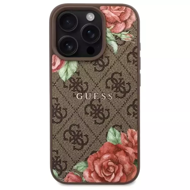 Guess GUHMP16LP4ROPEMCW iPhone 16 Pro 6.3&quot  brown/brown hardcase 4G Flowers Print MagSafe 2