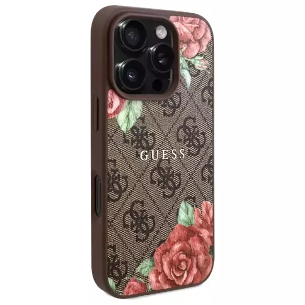 Guess GUHMP16LP4ROPEMCW iPhone 16 Pro 6.3&quot  brown/brown hardcase 4G Flowers Print MagSafe 3