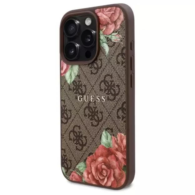 Guess GUHMP16LP4ROPEMCW iPhone 16 Pro 6.3&quot  brown/brown hardcase 4G Flowers Print MagSafe 1