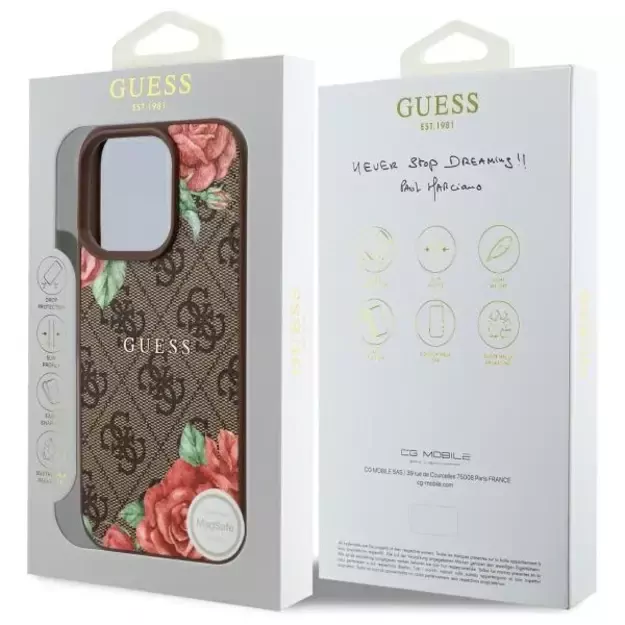 Guess GUHMP16LP4ROPEMCW iPhone 16 Pro 6.3&quot  brown/brown hardcase 4G Flowers Print MagSafe 7