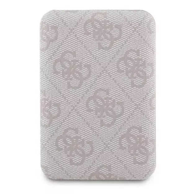 Guess Powerbank inductive 15W GUPB5FP4EMGP 5000mAh pink/pink 4G Leather Metal Logo MagSafe 1