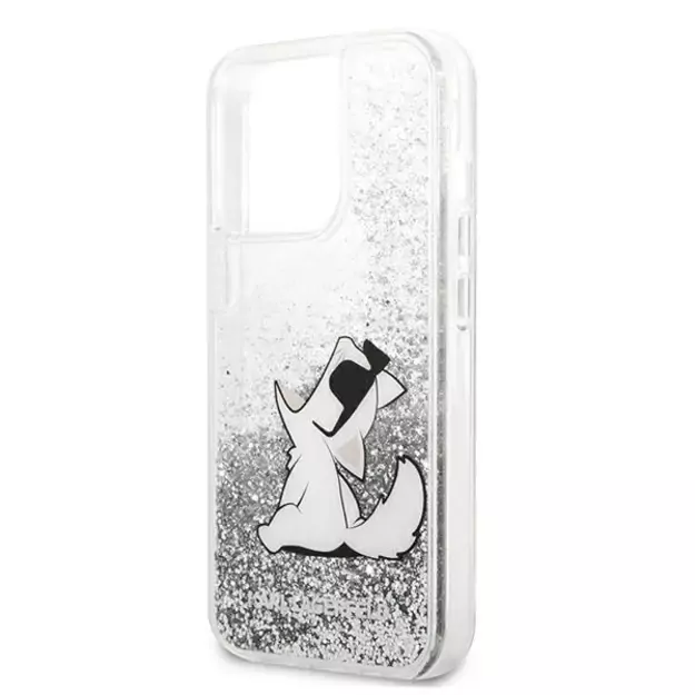 Karl Lagerfeld Liquid Glitter Choupette Fun case for iPhone 13 Pro Max 6.7&quot  - silver 12