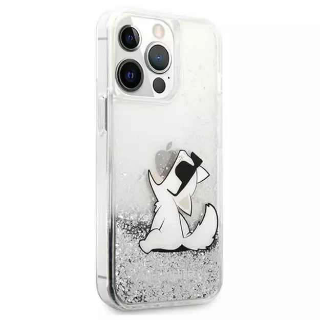 Karl Lagerfeld Liquid Glitter Choupette Fun case for iPhone 13 Pro Max 6.7&quot  - silver 10