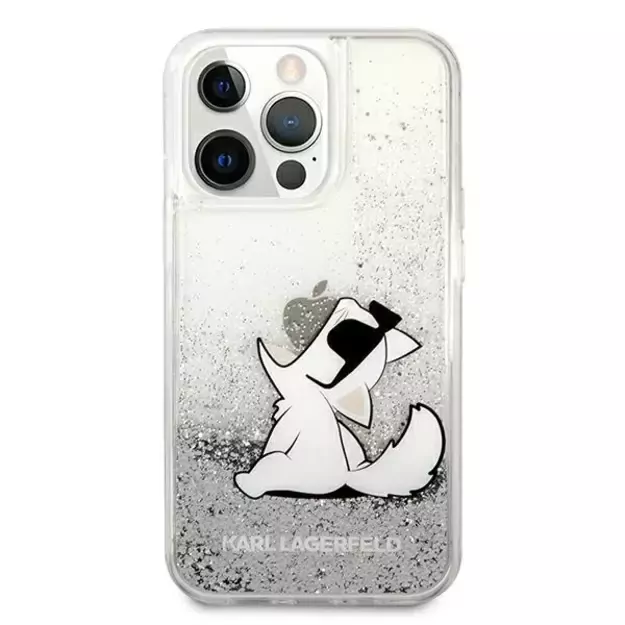 Karl Lagerfeld Liquid Glitter Choupette Fun case for iPhone 13 Pro Max 6.7&quot  - silver 9