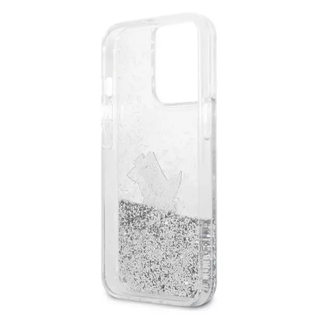 Karl Lagerfeld Liquid Glitter Choupette Fun case for iPhone 13 Pro Max 6.7&quot  - silver 13